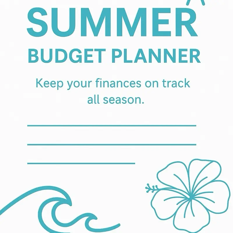 Summer Budget Planner – Printable PDF | Turquoise Theme