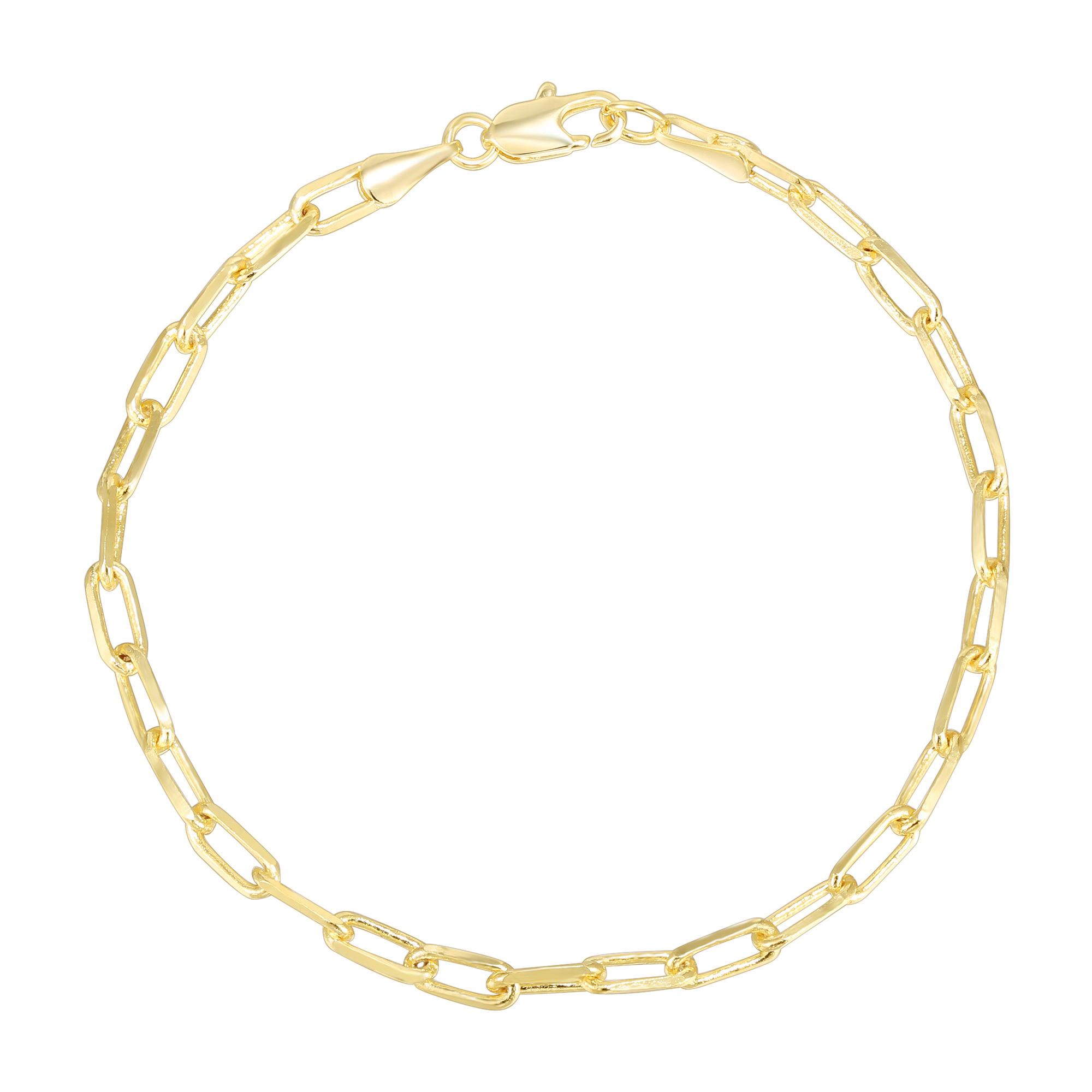PAVOI 14K Gold Plated Paperclip Chain Adjustable Bracelet for Women