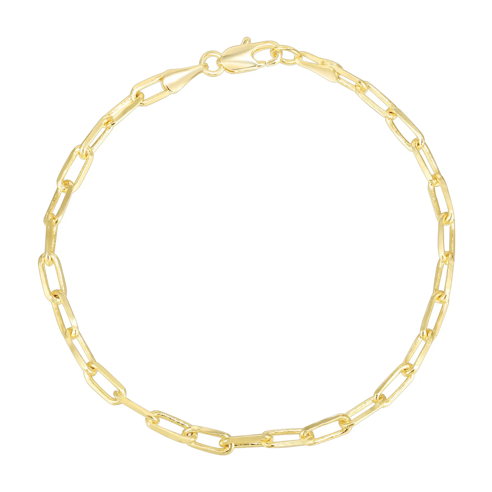 PAVOI 14K Gold Plated Paperclip Chain Adjustable Bracelet for Women