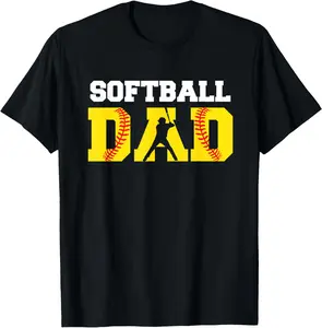 100% Cotton Dad Softball Apparel - Yellow Softball Dad T-Shirt