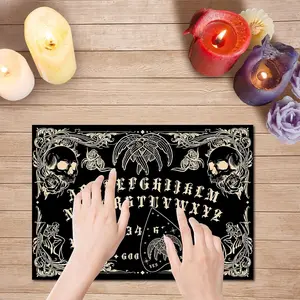 Wooden Spirit Board Set with Pointer, 2-Piece Talking Board Kit, Flat Detector Divination Suite, Paranormal Investigation Tools