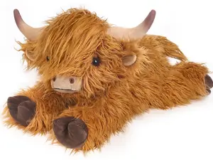 Large Size Cow Theme Stuffed Animal - Microwave Safe, Unscented, Heatable & Coolable Cute Look Plush, Home Decor Gift for Christmas Birthday (Highland Cow Design for Kids)