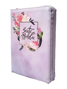 Biblia Letra Gigante para Mujer Manual 14 puntos con cierre RV1960 violeta floral con indice