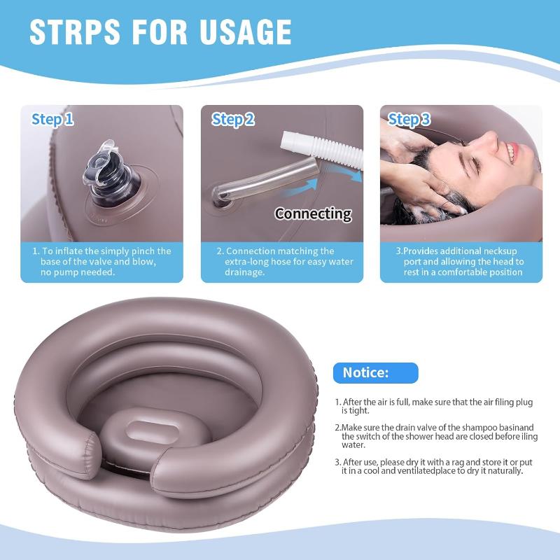 Large Portable Inflatable Hair Washing Basin for Bedridden - Wash Hair in Bed with Inflatable Shampoo Bowl.Hair Washing Basin for Elderly,Disabled,Injured,Ideal Inflatable Sink for Locs Detox