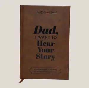 Dad I Want to Hear Your Story Elegant Heirloom Edition Memory Journal Leather Wrapped Hardback  Black Gold Leaf Lettering Travel Diary Notebook Gift  for Father's Day, Birthday, Christmas