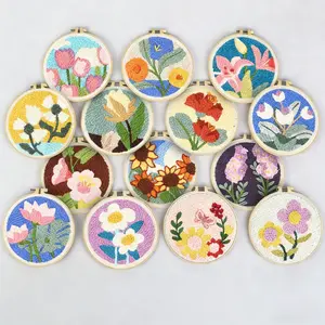 Animal and Landscape Pattern Punch Needle Embroidery Kit, DIY Handmade Embroidery Kit, Home Decoration Gifts