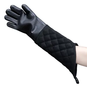 Medium Size Honeycomb Extended Cotton Silicone Gloves Heat Resistant for Kitchen Oven Microwave