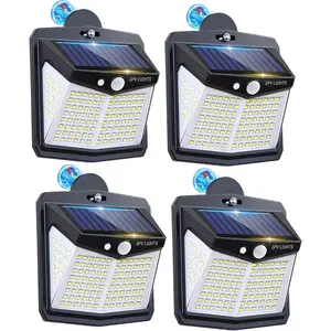 128LED  Solar Lights Outdoor, Bright Motion Sensor Outdoor Lights with  , Ip65  Solar Lights for Chain Link Fence, Patio, Yard, Camper, RV (4Pack)