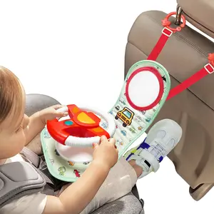 Baby Car Steering Wheel Toy with Lights & Music, Simulated Driving Seat Hanging Accessory, Cute Holiday Gift for Kids, Requires Aa Batteries