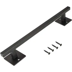 12 Inch Sliding Barn Door Handle, Matte Black Iron Steel Pull Handle Hardware, Rustic Square Style, for Barndoor, Gate, Garage