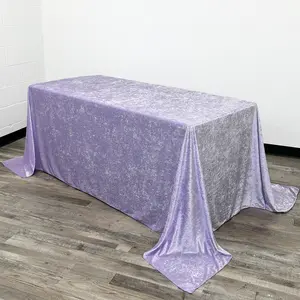 90 x 132 Inch Rectangular Crushed Velvet Tablecloth Lavender