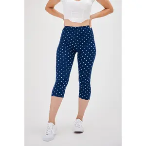Navy Polka Dot Capri
