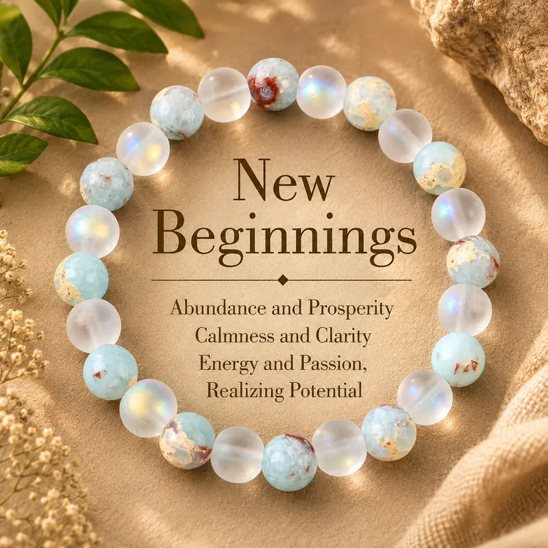 Unisex Adjustable Elastic Beaded Bracelet - 15-20cm Quartz & Sediment Mix Crystals for Energy Balancing, Abundance, Clarity, Easy to Wear (Choking Hazard: Small Parts)