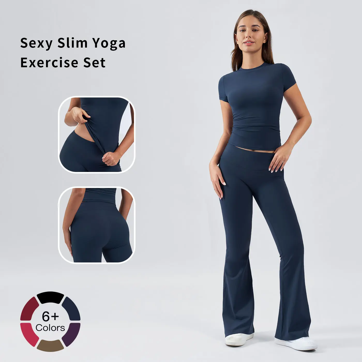 Women's 2 Piece Workout Set, Multifunctional Activewear with Quick-Dry Slim Fit Tee & High Waist Flared Leggings for Yoga & Gym, Running Workout Suit, Two Piece Set, Woman 2 Piece Set