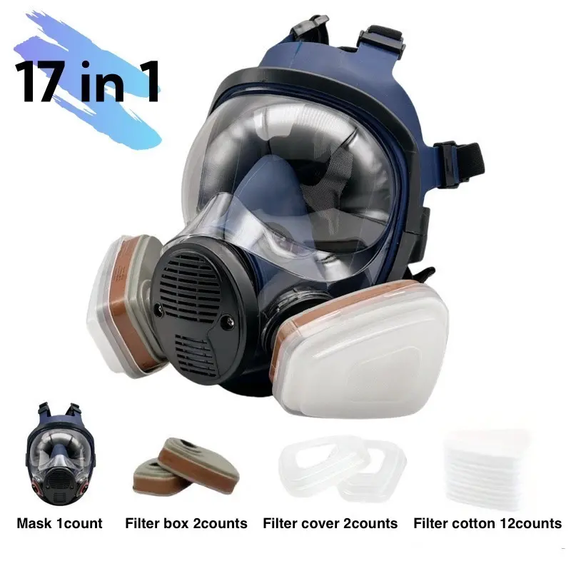 Reusable Anti-Fog Toxic Dust Protective Mask, Respirator Mask, Comfortable Full Face Mask with Filter, Gas Protection, Dustproof Gasproof Mask, Dustproof Safety Mask, Ideal for Painting, Woodworking, Construction