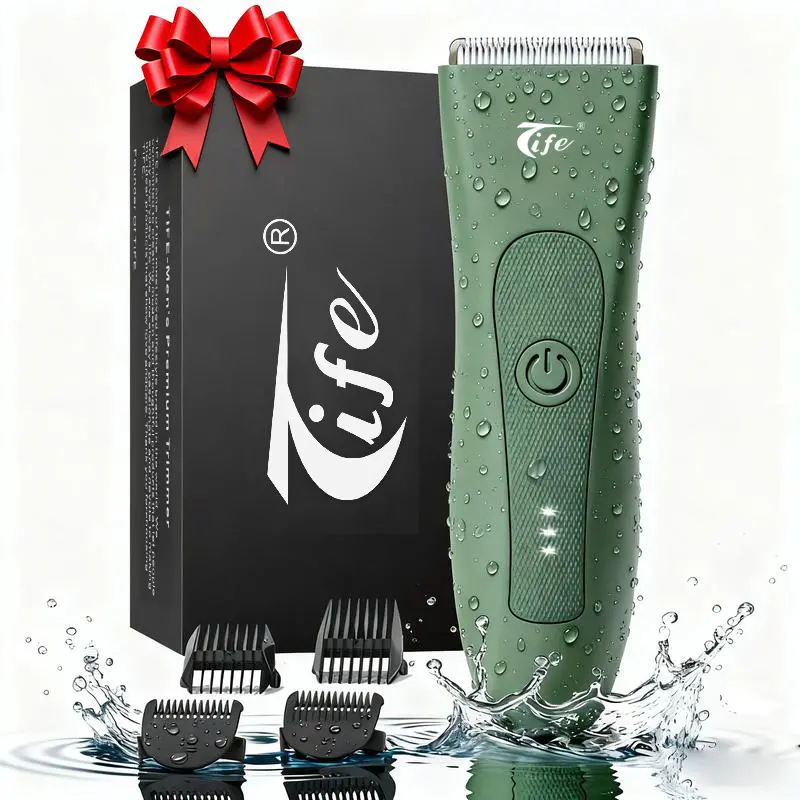 Tife Electric Body Hair Trimmer & Shaver, Cordless Rechargeable Wet & Dry Groomer with Anti-Cut Blades for Sensitive Skin, 4-in-1 Bikini Tool for Pubic Hair, Cordless Trimmer, Rechargeable Trimmer