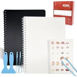 2 Pack  Sticker Book Collecting Album Contains 30+30 blank release paper A5 sticker notebook Adult sticker albums (Black & Clear) Comes with 4 tools