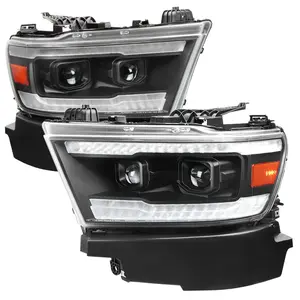 2019-2024 Dodge RAM 1500 Switchback Sequential LED Turn Signal Projector Headlights (Matte Black Housing/Clear Lens)