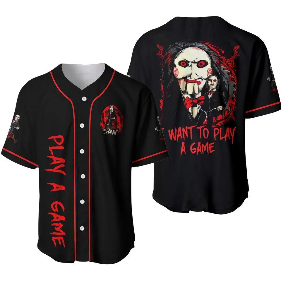 Saw Jigsaw Jersey, Saw Jigsaw Baseball Shirt, I Want To Play A Game Shirt, Horror Halloween Shirt, Scary Movie Jersey, Horror Jersey