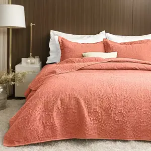 Summer Quilt, Soft And Breathable, Lightweight Microfiber Bed Cover - Coin Pattern Bedding for All Seasons - 3pcs (1 Quilt, 2 Pillowcases)