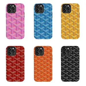 [HOT] Leather Design Phone Case Luxury High End Parisian Dogtooth Print TPU Cover Accessories Durable Prot