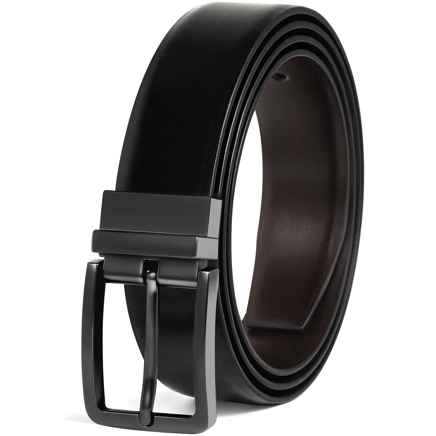 Male Leather Belt - Men's Heavy Duty Cow Hide Reversible 1.375 in Dress Belt 1-Piece Trim-to-Fit with Hook for Elegant Style,summerwins summerwins Fashion Belts Easy Adjustable Belt