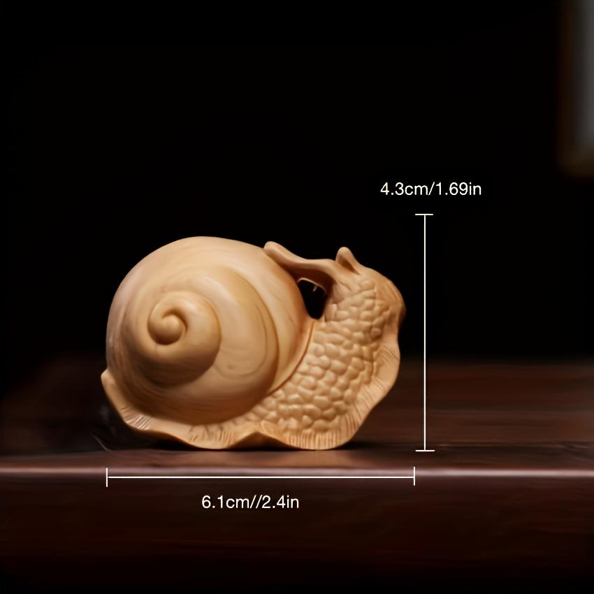 2Pcs Wooden Snail Figurines, Hand Carved Snail Statues, Cute Animal Decor Gift for Home Office Desk