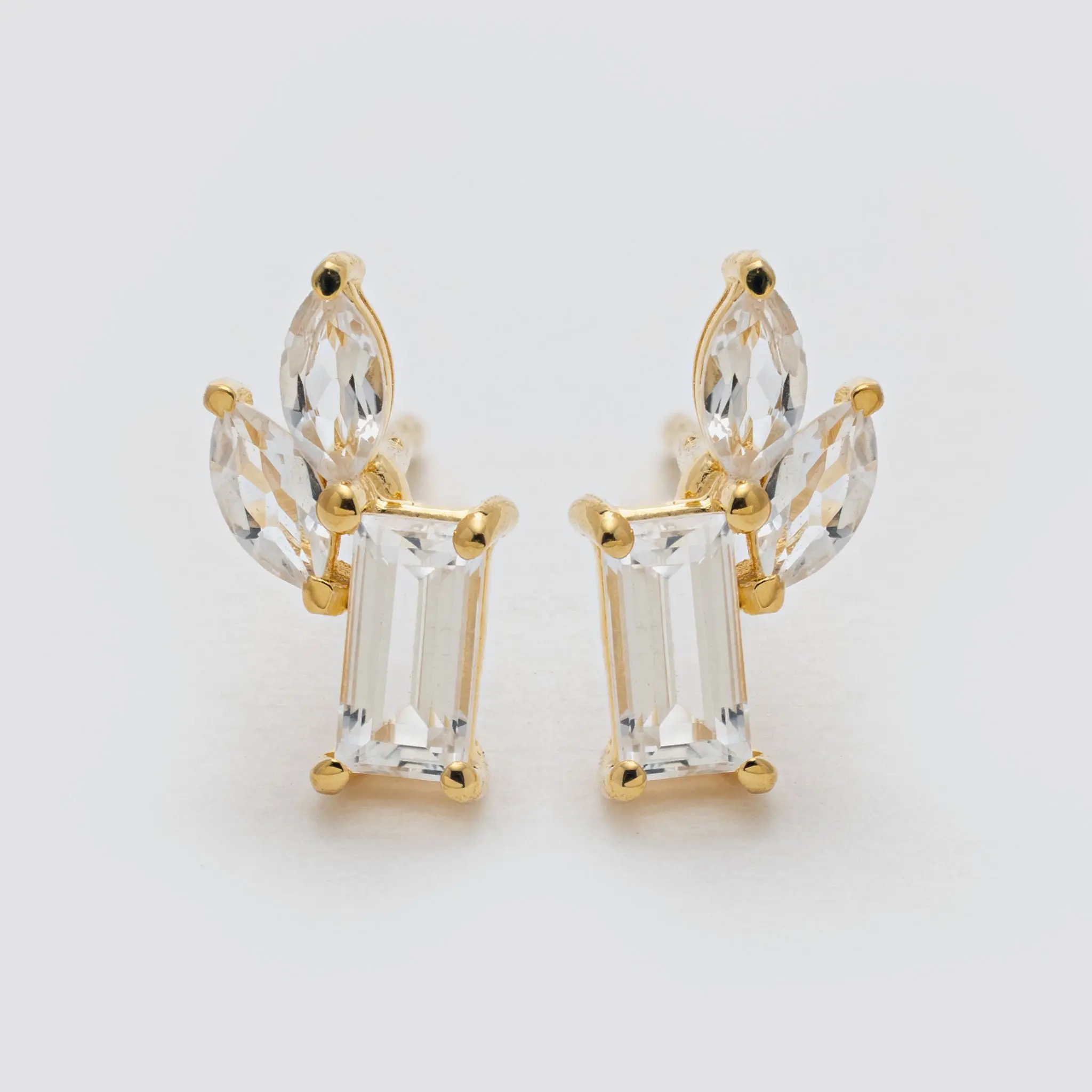 White Topaz Cluster Stud Earrings