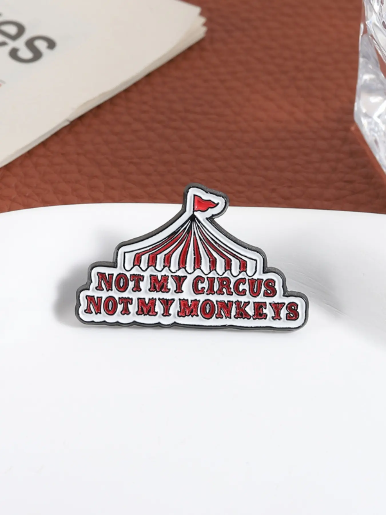 Fun Playful Circus Tent Decoration, Striped Text Design, Unique Aesthetic Statement Rejection Attitude Badge, Neutral Social Gift Accessory, Enamel Pin, Alloy Brooch Pin
