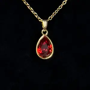 July 18K Gold Plated Necklace with Genuine Swarovski Crystal Birthstone Pendant