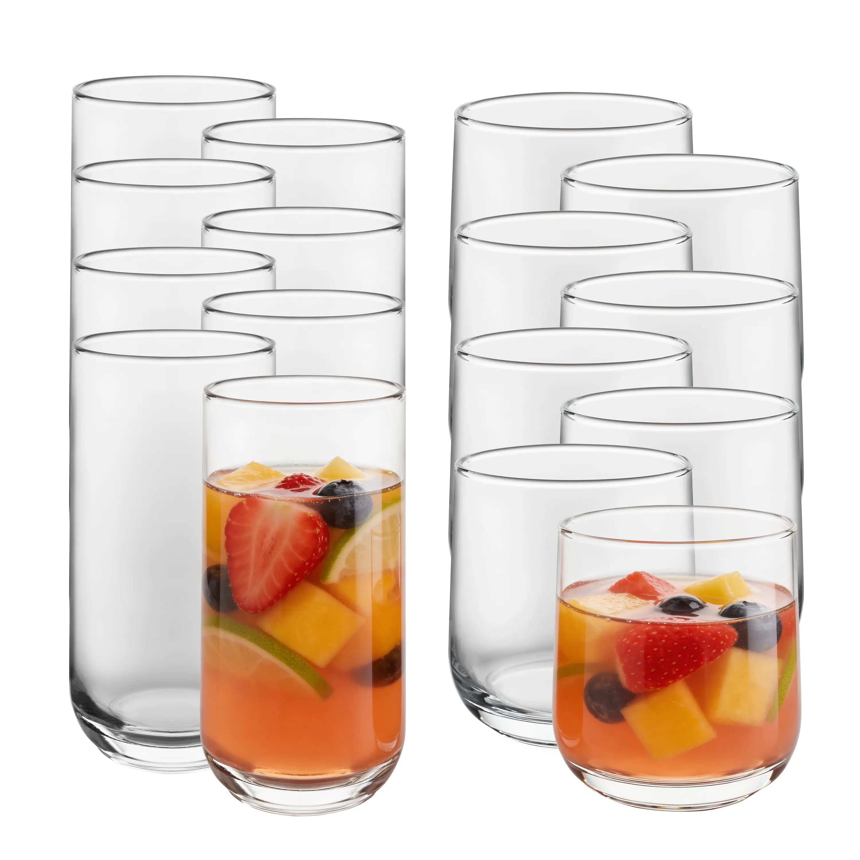 Ascent Tumbler & Rocks Drinking Glasses Set of 16, Clear Glass Cups Ascent Tumbler & Rocks Drinking Glasses Set of 16, Clear Glass Cups