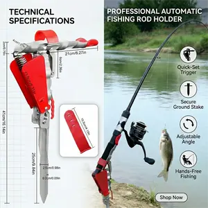 Automatic Spring Fishing Rod Holder - Stainless Steel for Ground Support Brackets, Adjustable Sensitivity & Folding Fish Pole Rack