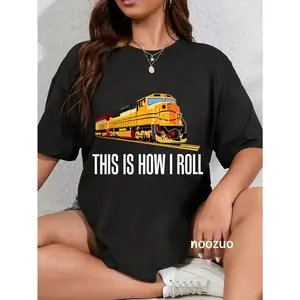 100% Cotton This Is How I Roll Train On Track Railroad T-Shirt T-Shirt
