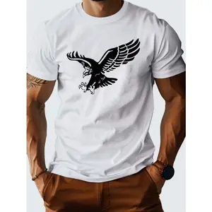 180g lightweight men's shirt with fierce falcon pattern print. Round-neck short-sleeved pure cotton comfortable shirt. Suitable for both men and women. Ideal for Halloween gifts.