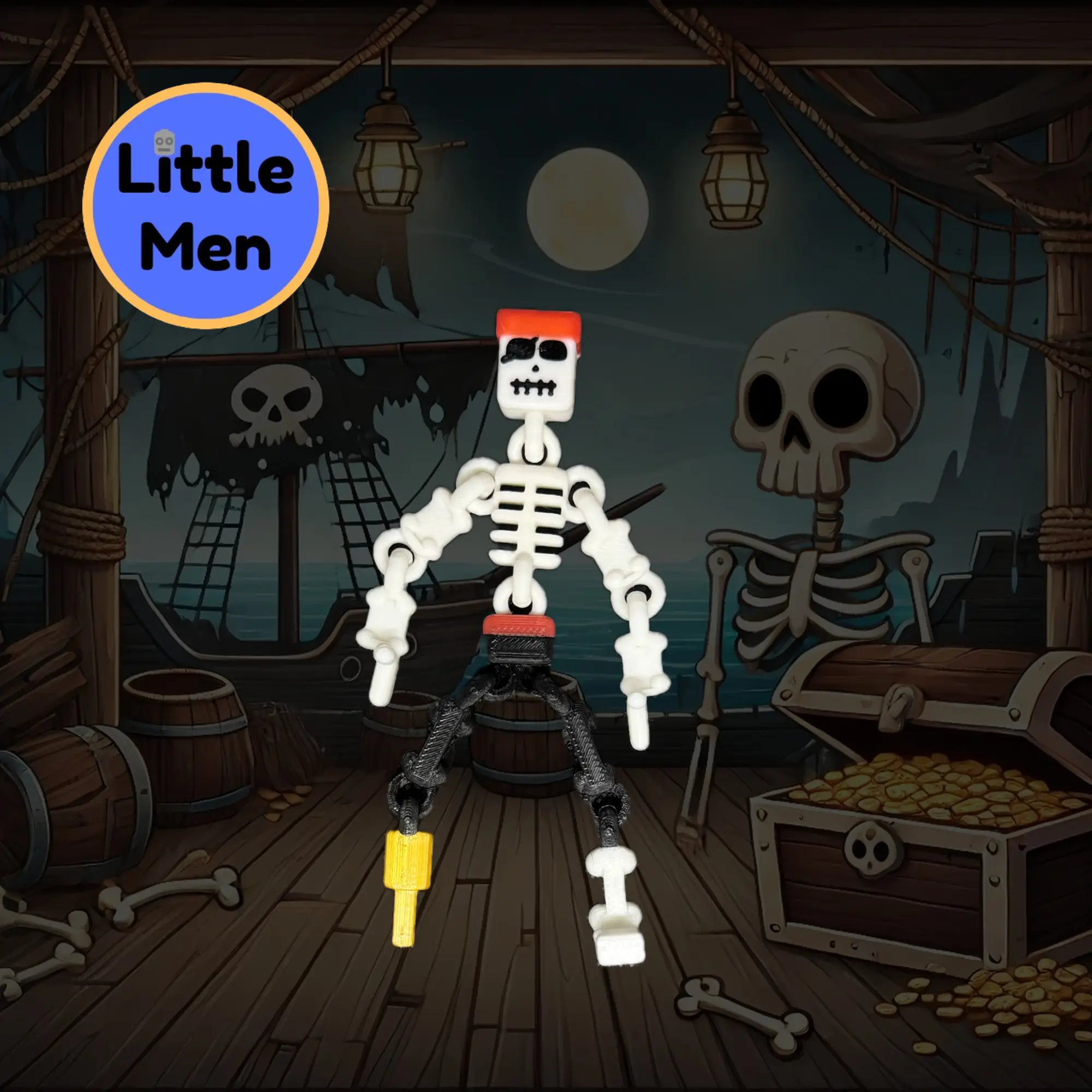 3D Printed Articulated Skeleton Pirate Fidget Toy | Stress Relief Sensory Toy for Kids & Adult | ADHD Anxiety Desk Toy | Fun Collectible Toy