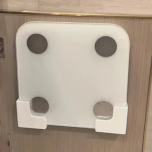 2pcs Wall-Mounted Scale Storage Rack, No-Drill Installation, Space-Saving Design, Durable Plastic, Bathroom Accessories Organizer, Ideal for Bathroom & Home Gym