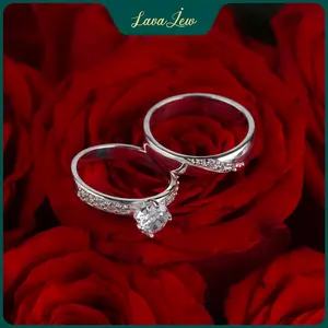 LavaJewelry, Dazzling Couple Rings, 925 Sterling Silver Ring, Couple Ring, Ring for Couple, Wedding Ring, Women ring