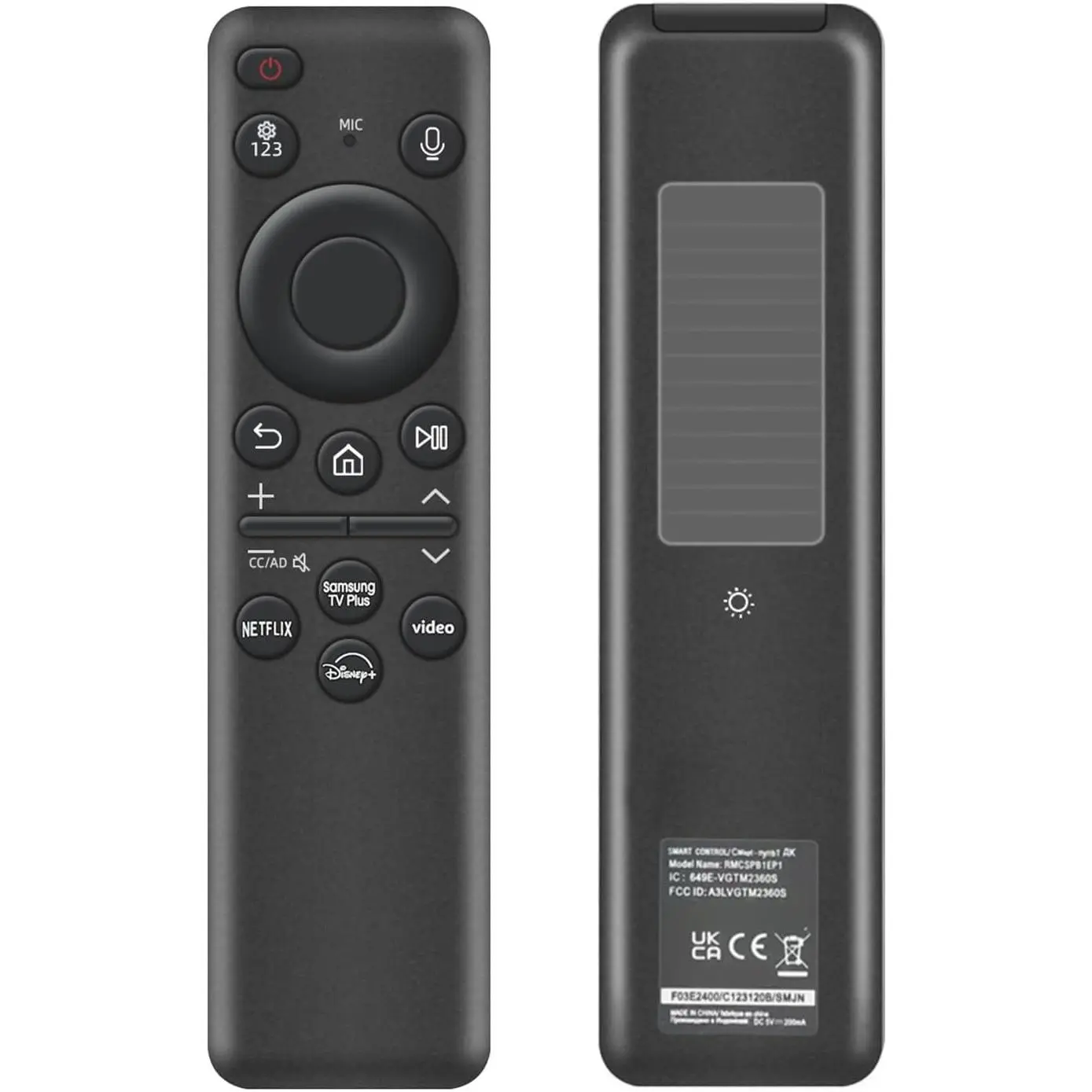 Rechargeable Voice Remote for Samsung Smart TVs, Replacement for 2019–2026 Samsung TV Remote Control with Solar Charging and Voice Search.2-Year Warranty.