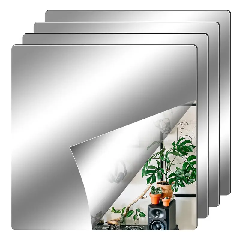 Self-adhesive Acrylic Decorative Mirror Sticker, Anti Fog Shower Mirror, Home DIY Decoration Tile Shaving Mirror Sticker, Ornaments, Tiles Sticker, Adhesive Decals