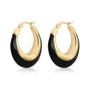 Milan Chiva Gold Chunky Hoop Earrings for Women Statement 14K Plated Thick Huggie Trendy Jewelry