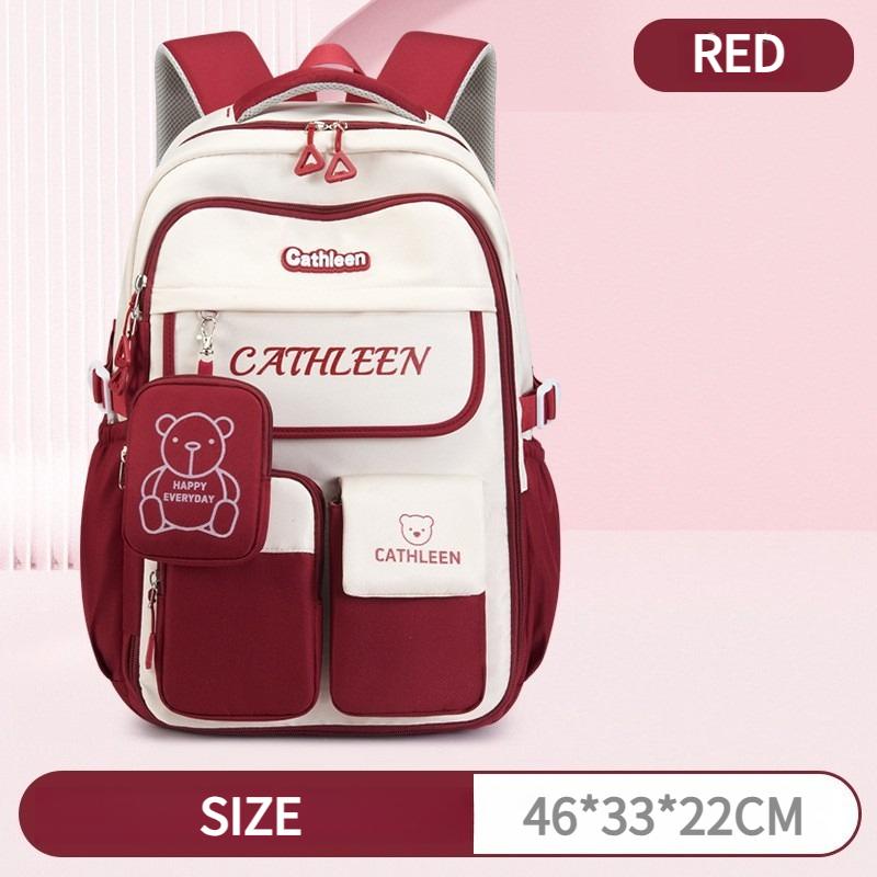 Color Block Cute Bear Backpack, Large Capacity School Bag, Casual Outdoor Backpack Bag