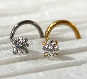 1pc Solid Implant Grade 23 Titanium 6AL4V-ELi L-Bend Nose Screw Ring  18g or 20g