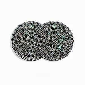 2 Car Coasters Crystal Rhinestone Interior Accessories, Easy Clean Non-Slip Heat Resistant Cute Design for Auto Decoration