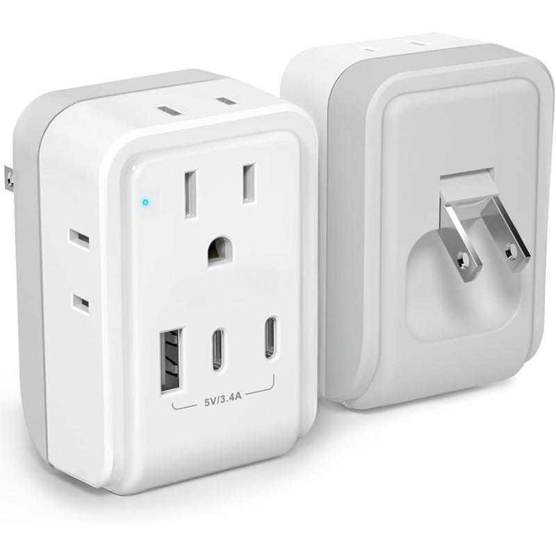 SQ-APT018 1 Pack European Travel Plug Adapter,  Foldable International Power Plug with 2 AC Outlets 3 USB Ports(2 USB C), Type C Travel Essentials Charger for US to Most of Europe EU Italy Spain France
