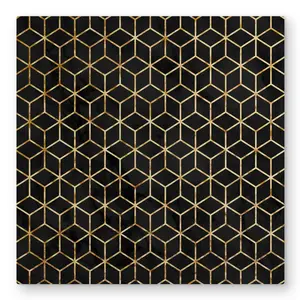 212 MAIN Geometric Abstract Lightweight Symmetry Black Aluminium Metal Print Wall Art - 32x32 in, Art-Themed Wall Arts, Modern Home & Office Room Decoration