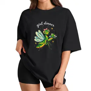 Funny Graphic Tee Women Oversized Girl Dinner Meme Shirt Praying Mantis Print Top Humor Gift plusized S-6XL_KT0293