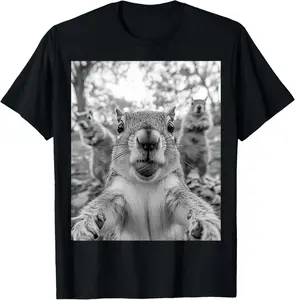 100% Cotton Cute Squirrel Selfie T-Shirt