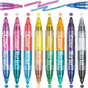 16 Metallic Colors Dual Tip Glitter Markers(8 Pcs/set)– Sparkly Shimmer Paint Pens for Kids & Adults, Fun DIY Art Markers for Rock Painting, Cards, and Crafts, Perfect Creative Gift for Christmas, Easter & Kids’ Birthdays