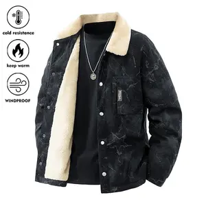 Men’s Vintage Corduroy Fleece Jacket – Classic Single-Breasted Winter Coat with Flapped Pocket, Machine Washable – Warm & Comfortable Fleece Lining – Suitable for Men – Perfect Choice for Autumn & Winter – Ideal Gift for Dad & Boyfriend Menswear Tops