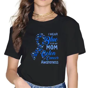 100% Cotton I wear Blue for my Mom Colon Cancer Awareness T-Shirt
